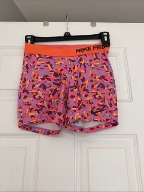 Nike Pro Pink Orange Multi Camo Athletic Shorts